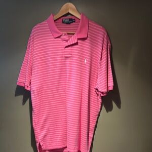 Ralph Lauren Pink White Striped Polo Shirt sz XL